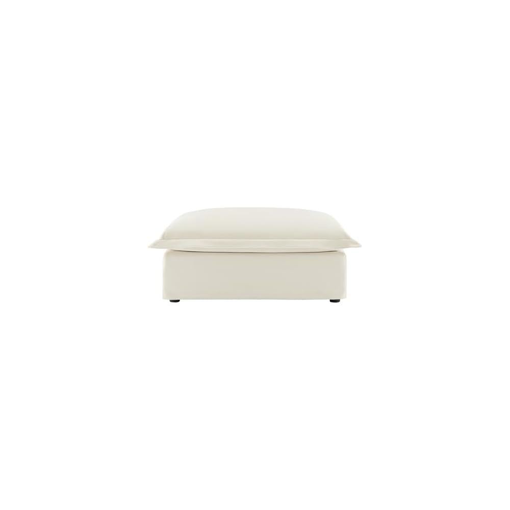 Aoowow Chenille Ottoman Upholstered Couches Ottoman for Modular Sectional Sofa for Living(Cream-Chenille)