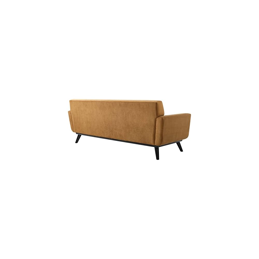 Modway Engage Mid-Century Modern Performance Velvet Sofa in Cognac
