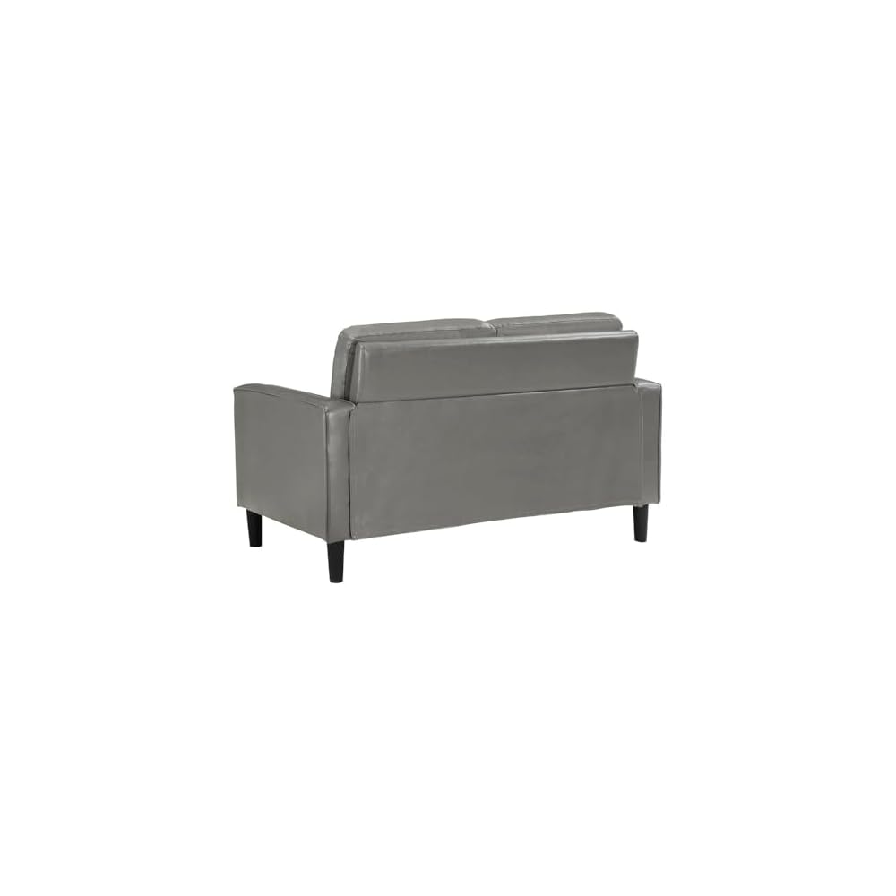 Furnifact Gray Faux Leather Loveseat, Modern 2 Seater Sofa for Living Room, Stylish Faux Upholstery for Office or Compact Living Spaces