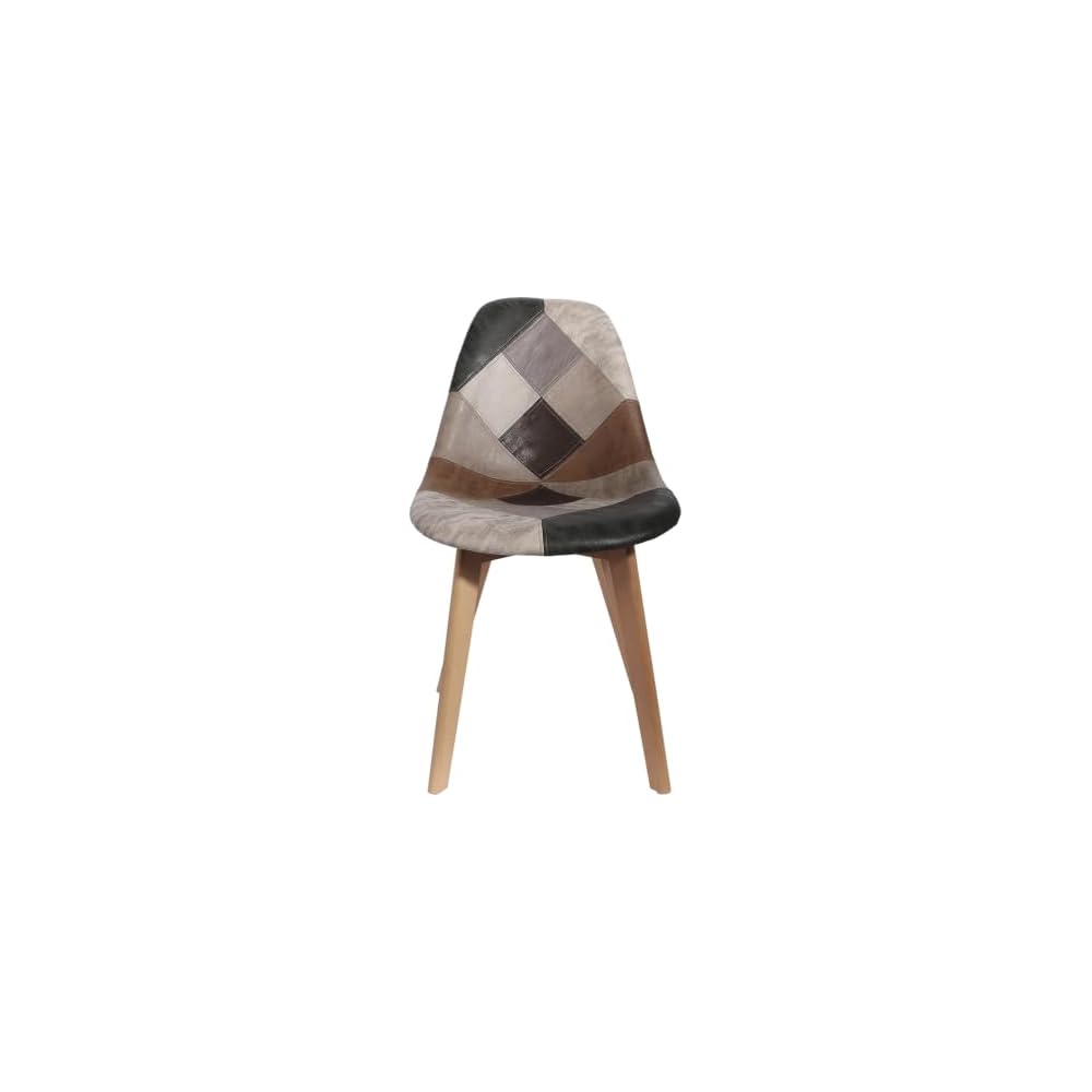 THE HOME DECO FACTORY HD6137 Set of 2 Patchwork Polyurethane Chairs 46 x 85 x 55 cm
