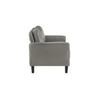 Furnifact Gray Faux Leather Loveseat, Modern 2 Seater Sofa for Living Room, Stylish Faux Upholstery for Office or Compact Living Spaces