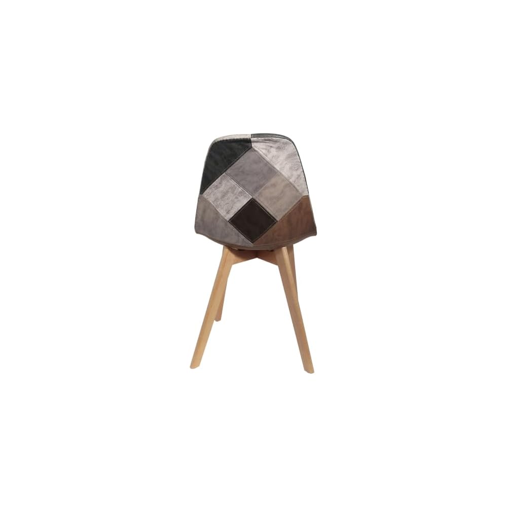 THE HOME DECO FACTORY HD6137 Set of 2 Patchwork Polyurethane Chairs 46 x 85 x 55 cm