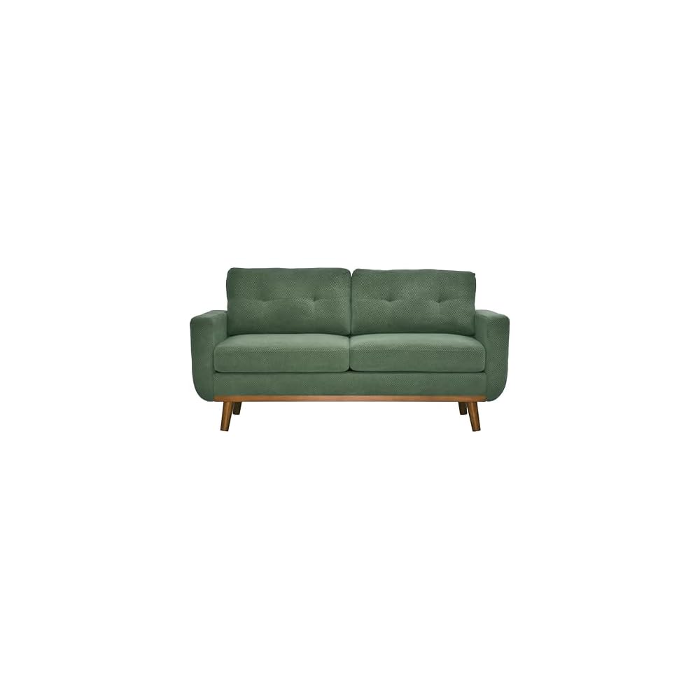 KEIKI 65" Upholstered Sofa, Corner Couch, 2 Seat Comfortable Couch with Solid Wood Legs for Living Room, Apartment, Office, Dark Green