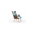Modern Patchwork Accent High Backrest Armrests Lounge Recliner Chair Easy Assembly for Living Room Bedroom Studio Antique Blue One Size