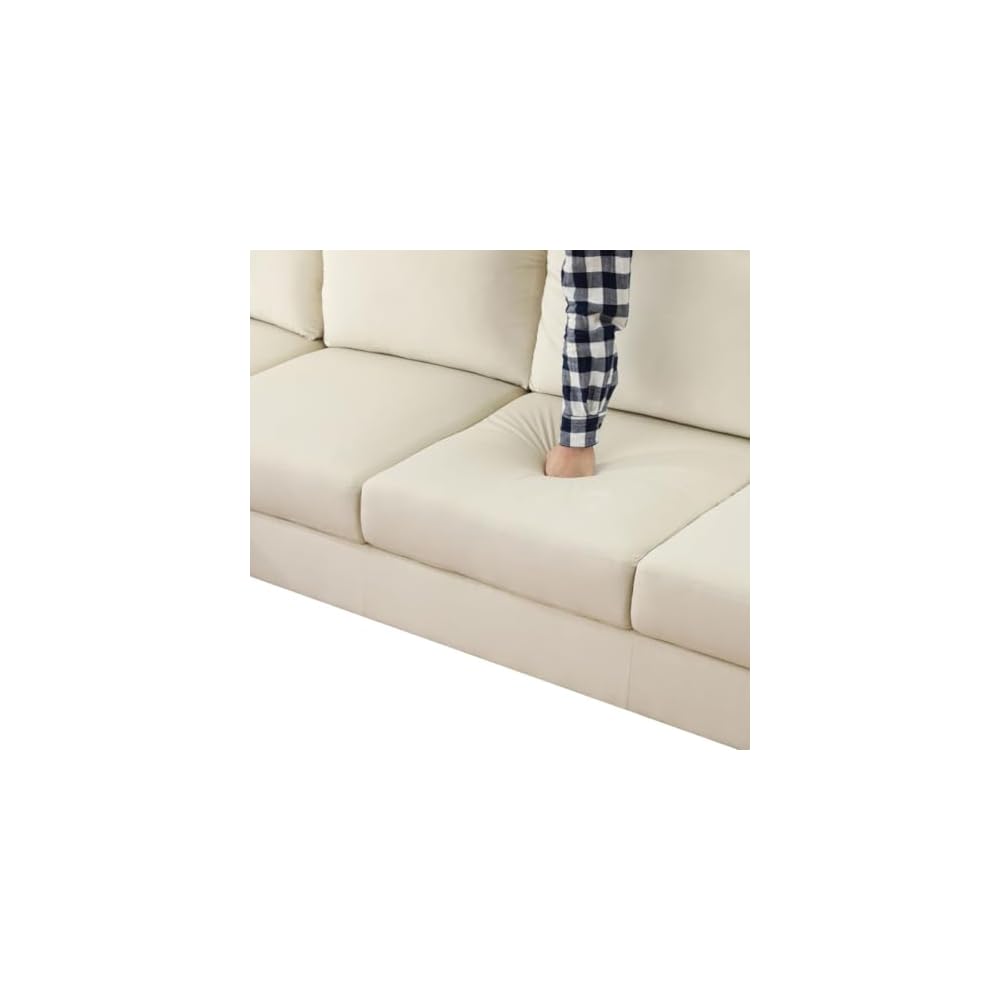 L Shape 2-Piece Home Modular Sectional Sofa Comfy Cozy Corner Sofas Small Fabric Couch with Pillow for Modern Living Room/Bedroom/Office/Apartment, Beige Lint