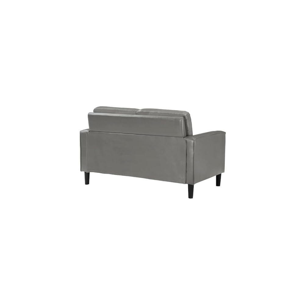 Furnifact Gray Faux Leather Loveseat, Modern 2 Seater Sofa for Living Room, Stylish Faux Upholstery for Office or Compact Living Spaces