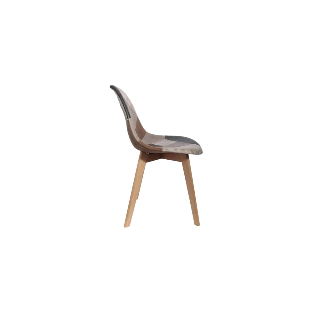 THE HOME DECO FACTORY HD6137 Set of 2 Patchwork Polyurethane Chairs 46 x 85 x 55 cm