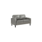 Furnifact Gray Faux Leather Loveseat, Modern 2 Seater Sofa for Living Room, Stylish Faux Upholstery for Office or Compact Living Spaces