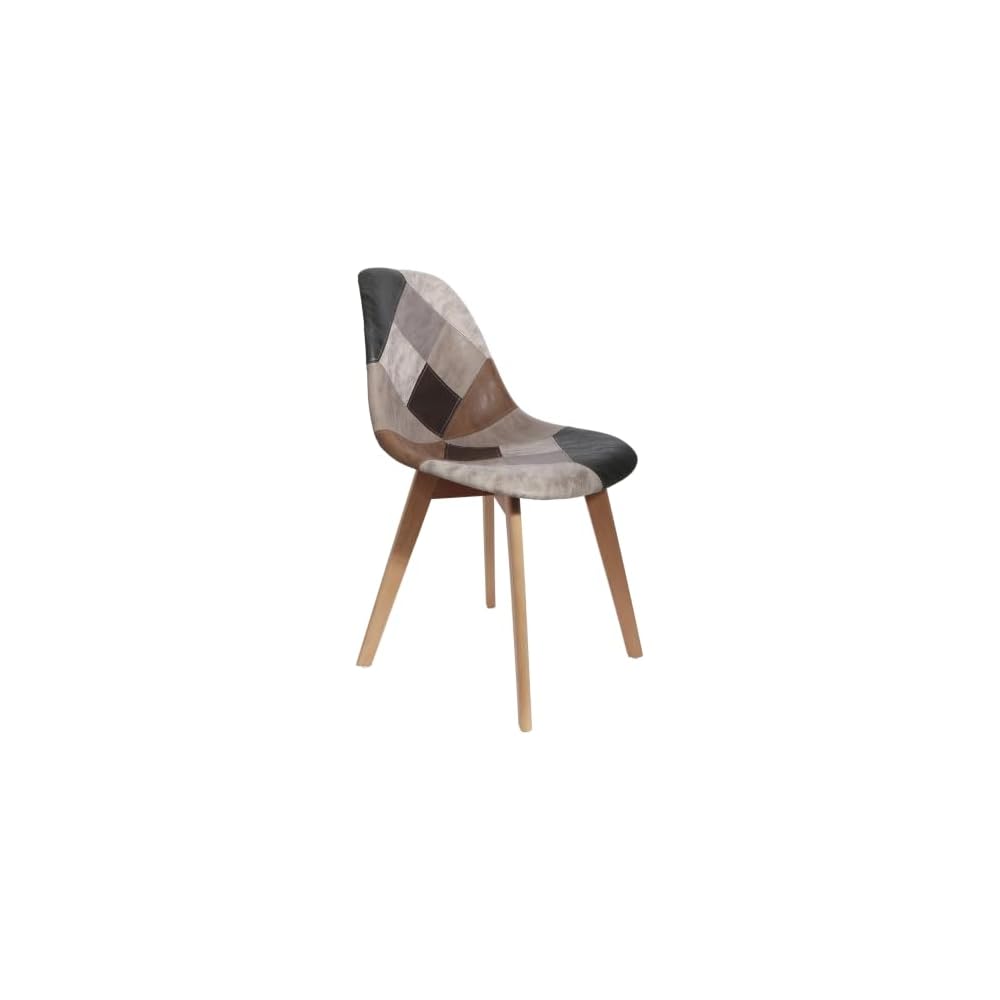 THE HOME DECO FACTORY HD6137 Set of 2 Patchwork Polyurethane Chairs 46 x 85 x 55 cm