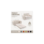 Convertible Sofa Bed, 2-in-1 Pull-Out Loveseat Sleeper with Pillows, Cup Holders and Side Pockets, Corduroy Folding Floor Couch for Small Spaces,Beige
