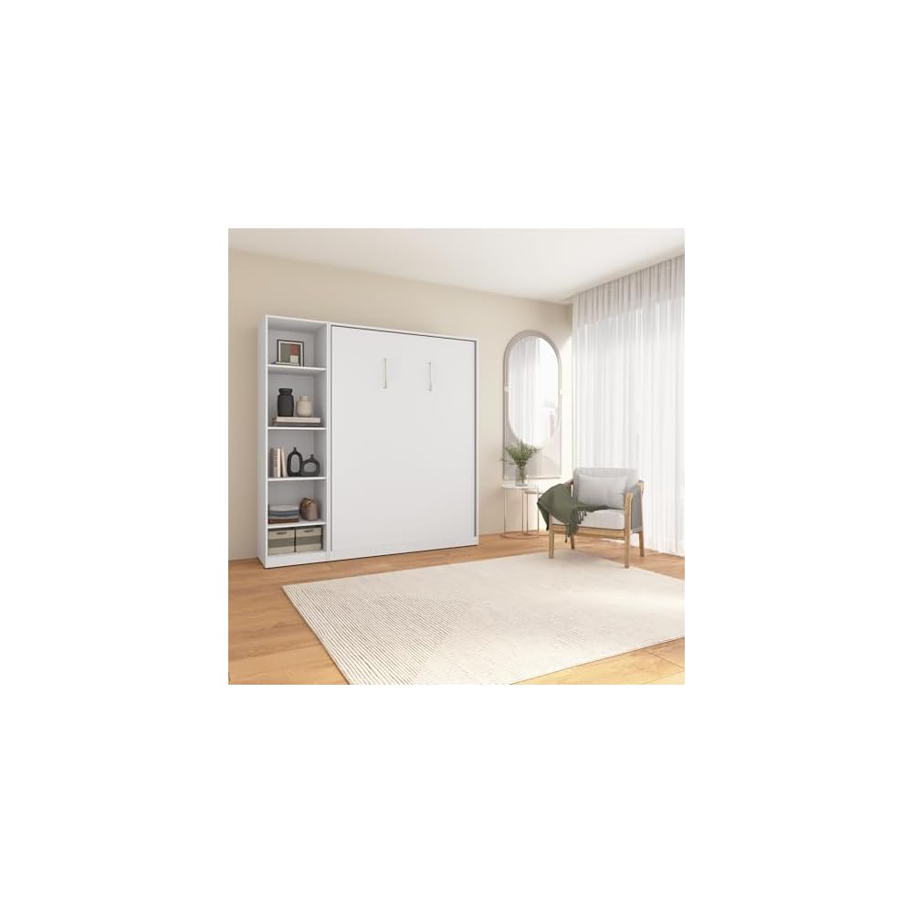 Bestar Full Murphy Bed with Closet Organizer, White, Claremont, 79W