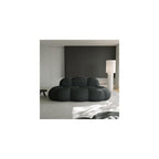 Modern Curved Sofa, 3 Seater Bubble Couch, Soft Sherpa Upholstered Sofa, Minimalist Style Comfy Cloud Couch for Living Room Apartment, Black