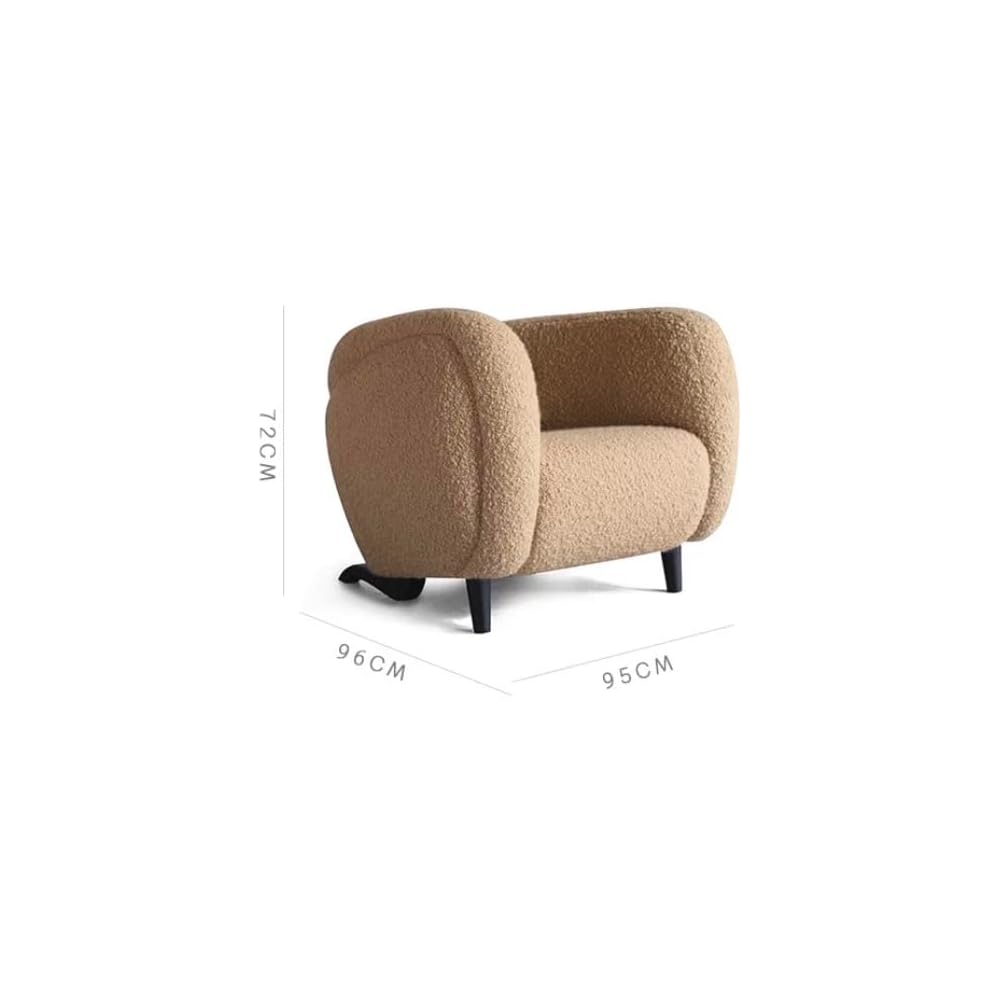 Modern Bouclé Accent Chair Rounded Barrel Beige Sculptural