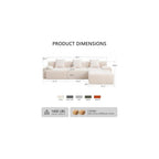 Plush Corduroy 118" Modular Sectional Sofa, Modern Boneless L-Shaped Cloud Couch with Chaise, Deep Seat Upholstered Comfy Living Room Couch, No Assembly Required,Beige