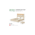 AMERLIFE Queen Farmhouse Bed Frame with 4 Drawers & Open Storage