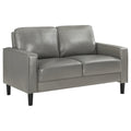 Furnifact Gray Faux Leather Loveseat, Modern 2 Seater Sofa for Living Room, Stylish Faux Upholstery for Office or Compact Living Spaces