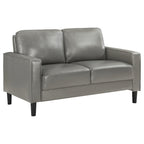 Furnifact Gray Faux Leather Loveseat, Modern 2 Seater Sofa for Living Room, Stylish Faux Upholstery for Office or Compact Living Spaces