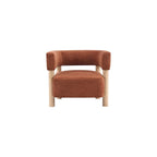 Christopher Knight Home Carly Low Profile Accent Chair, Boucle Upholstered Barrel Chair, Comfy Reading Chair for Bedroom, Wooden Single Lounge Sofa, Burnt Orange