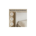 King Size Platform Bed Frame with Wood Headboard, White