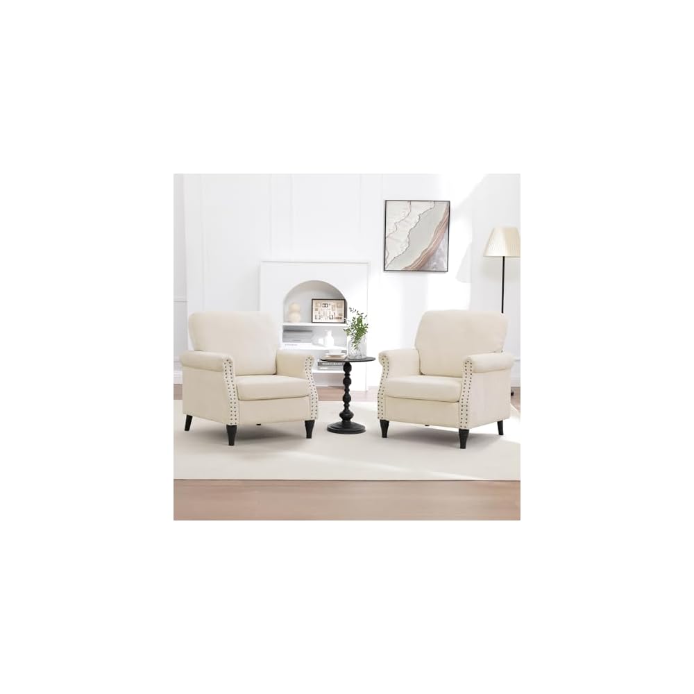 Accent Chair for Living Room, Modern Mid Century Reading Chair Armchair High Back Upholstered Armchair with Wooden Legs for Living Room Bedroom Office (LIGHTGREY, 1pcs)