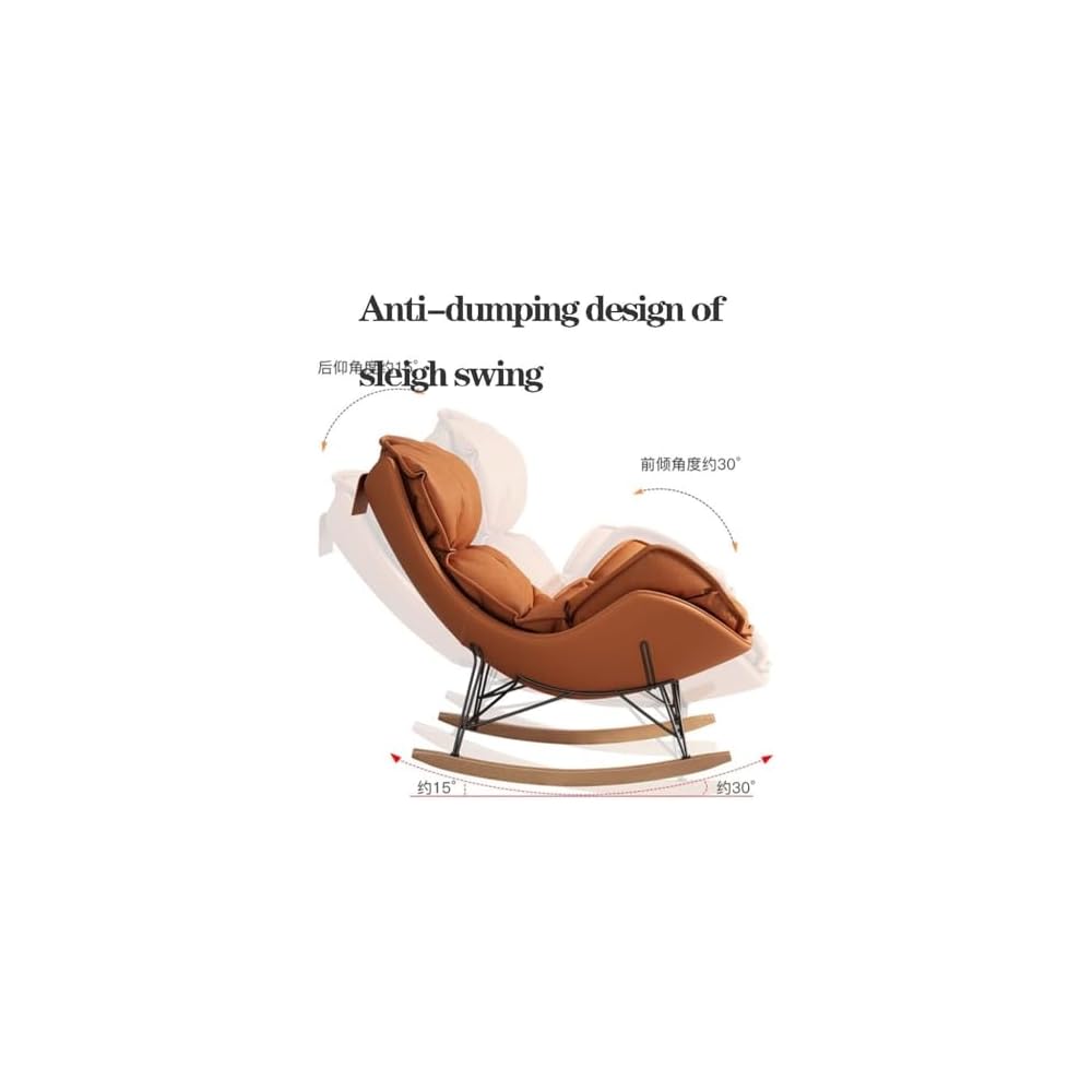 LSLYTQ Rocking Chair, Upholstered Glider Rocking Chair with Ottoman Accents Sofa Chairs, Lounge Leisure Chair with Wooden Legs for Living Room, Bedroom, Offices