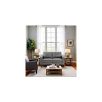 Furnifact Gray Faux Leather Loveseat, Modern 2 Seater Sofa for Living Room, Stylish Faux Upholstery for Office or Compact Living Spaces