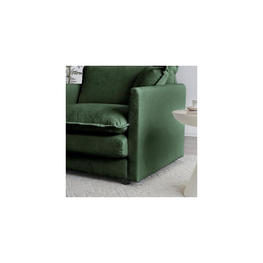 Deep Seat Cloud Loveseat Sofa Sectional Couch with Movable Ottoman, 2 Seater Oversized L Shaped Corner Sofa&Couches, Comfy Chenille Love Seat for Living Room Bedroom Apartment Office