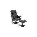 MCombo Swivel Recliner with Ottoman, TV Chair with Vibration Massage, Ideal for RV Small Space, Living Room & Bedroom 4539 4828 (Faux Leather, Dark Brown)