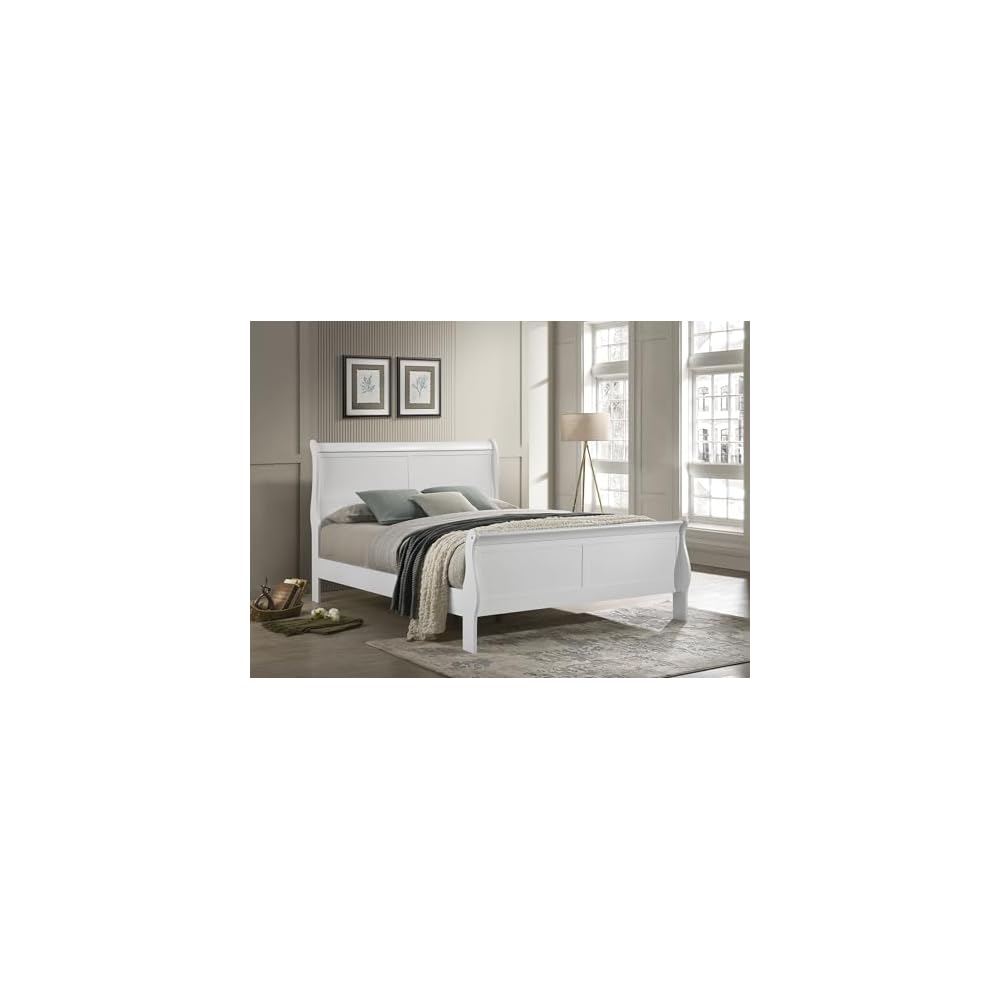 Coaster Louis Philippe Queen Traditional Sleigh Bed, White 202441Q