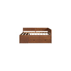 Merax Wooden Daybed, Full Size Bed Frame with Drawers and Storage Shelves for Bedroom, Wood Slat Support, No Box Spring Needed, Easy Assembly (Walnut)