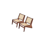 Welnow Mid Century Rattan Accent Chair with Woven Cane Backrest，Walnut