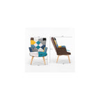 Modern Patchwork Accent High Backrest Armrests Lounge Recliner Chair Easy Assembly for Living Room Bedroom Studio Antique Blue One Size