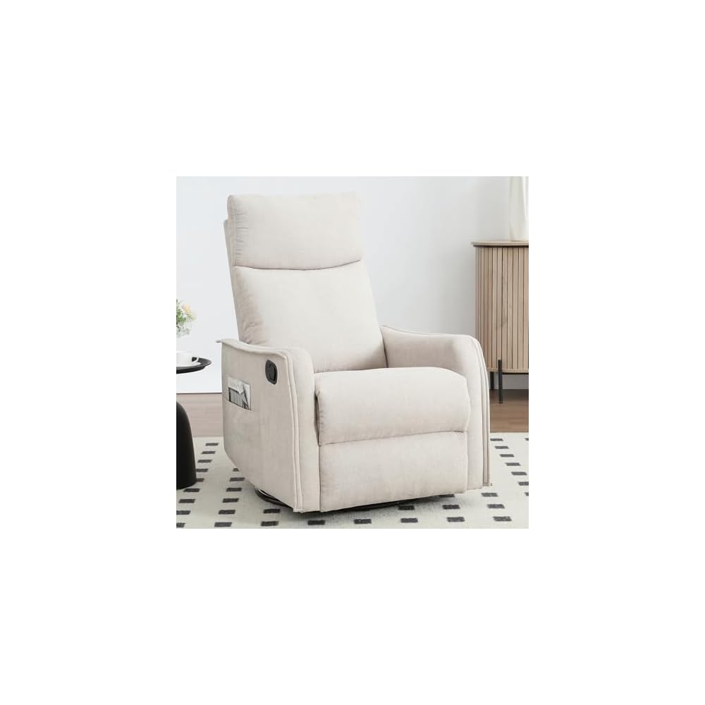 Leyu&Hafort Swivel Rocker Recliner Chair, 360° Swivel Recliner with Heat and Massage, Rocker Recliner Nursery Glider Chair with Side Pockets for Living Room