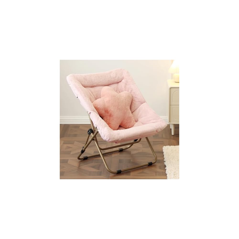 Welnow Comfy Saucer Chair with Pillow, Folding Reading Chair for Adult
