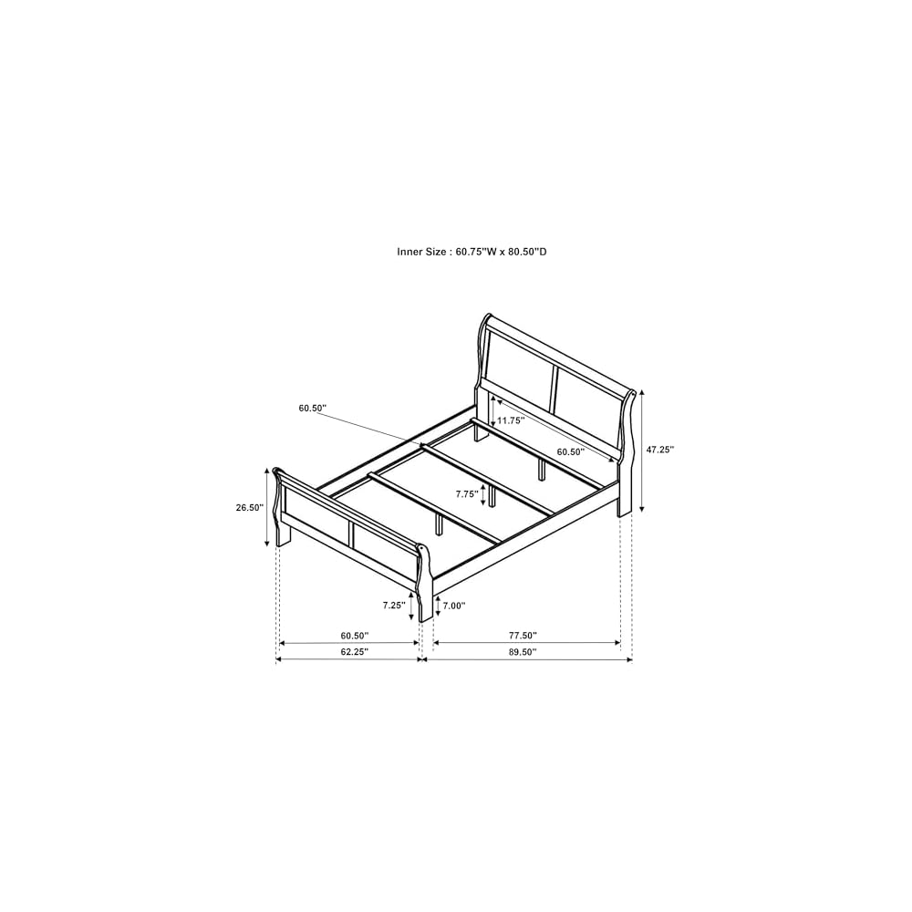 Coaster Louis Philippe Queen Traditional Sleigh Bed, White 202441Q