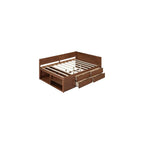 Merax Wooden Daybed, Full Size Bed Frame with Drawers and Storage Shelves for Bedroom, Wood Slat Support, No Box Spring Needed, Easy Assembly (Walnut)