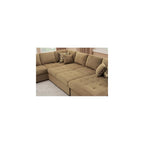 THSUPER 123'' Sectional Sleeper Sofa Couch with Pull Out Bed, Oversized Sleeper Sectional Couches with Storage Chaise U Shape Sofas for Living Room, Brown