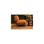 Orange Fabric Accent Chair with Curved Wood Frame and Plush Seat