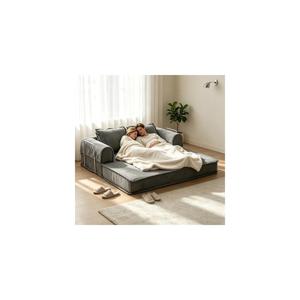 79" Futon Sofa Bed, Daybed Couch with Fixed-Shape Frame, 4-in-1 Boneless Couch Bed with Corduroy Cover, Compressed Sleeper Sofa Bed in a Box, Cloud Boneless Loveseat Daybed for Living Room Green