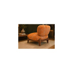 Orange Fabric Accent Chair with Curved Wood Frame and Plush Seat