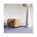 Modern Bouclé Accent Chair Rounded Barrel Beige Sculptural