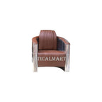 Nautical-Mart Aluminium Aviator Chair Light Brown Leather Vintage Style Industrial Furniture
