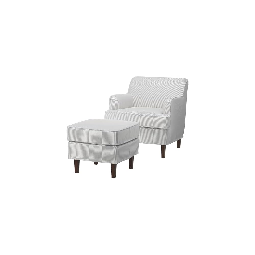 ProTuning ROCKSJÖN Armchair with footstool, Klovsta grey/white
