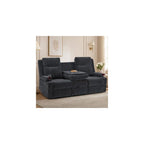 GUEAPY Reclining Sofa for Living Room, 75" Manual Reclining Couch with Chenille Fabric, Flip-Down Center Backrest, 4 Cup Holders, Storage Drawer & Side Pockets, Home Cinema Seating,Black