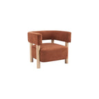 Christopher Knight Home Carly Low Profile Accent Chair, Boucle Upholstered Barrel Chair, Comfy Reading Chair for Bedroom, Wooden Single Lounge Sofa, Burnt Orange