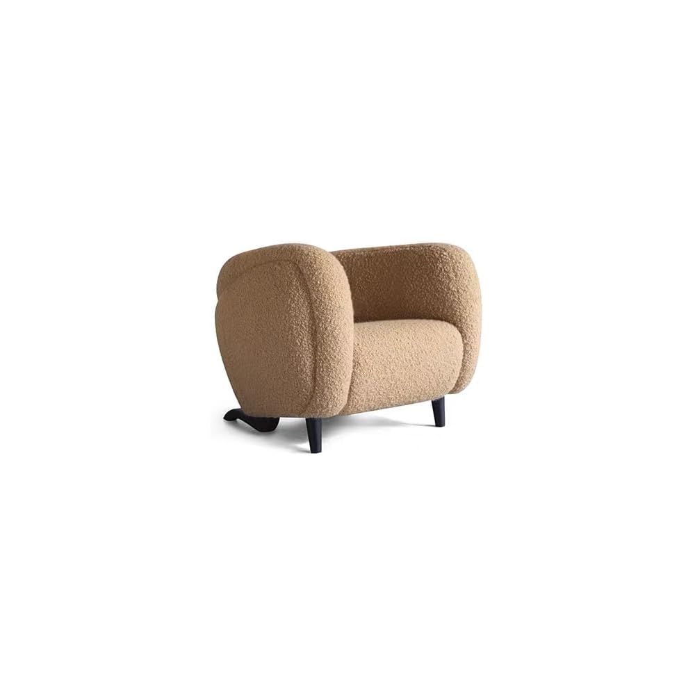 Modern Bouclé Accent Chair Rounded Barrel Beige Sculptural