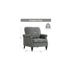 Accent Chair for Living Room, Modern Mid Century Reading Chair Armchair High Back Upholstered Armchair with Wooden Legs for Living Room Bedroom Office (LIGHTGREY, 1pcs)