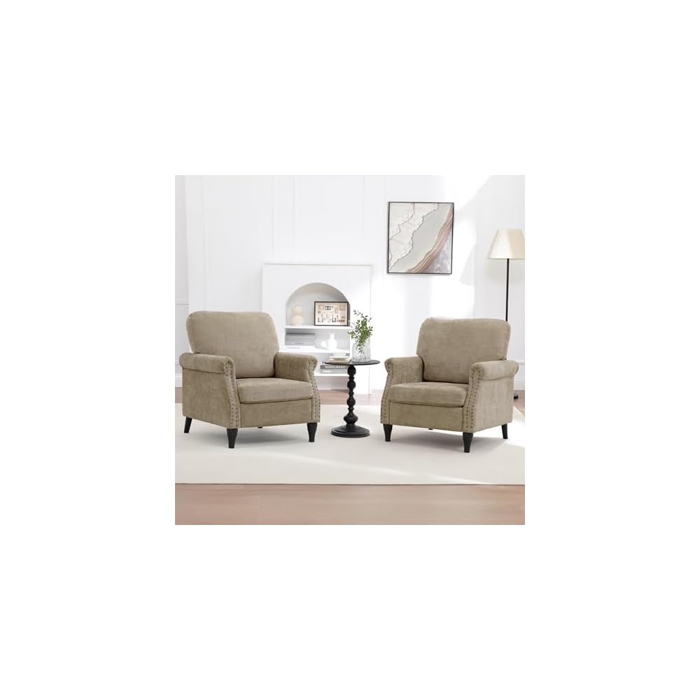 Accent Chair for Living Room, Modern Mid Century Reading Chair Armchair High Back Upholstered Armchair with Wooden Legs for Living Room Bedroom Office (LIGHTGREY, 1pcs)