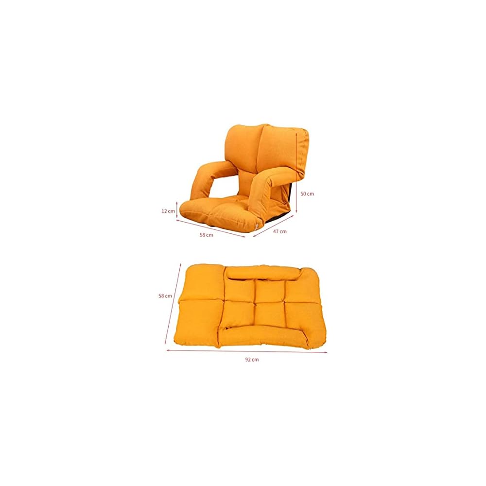 Lazy Floor Sofa Chair Cushion with Armrest 6-Bad Request Adjustable Folding Tatami Seat Pads Sofa Couch Recliner with Zipper Remove Washable-red L92xw58cm