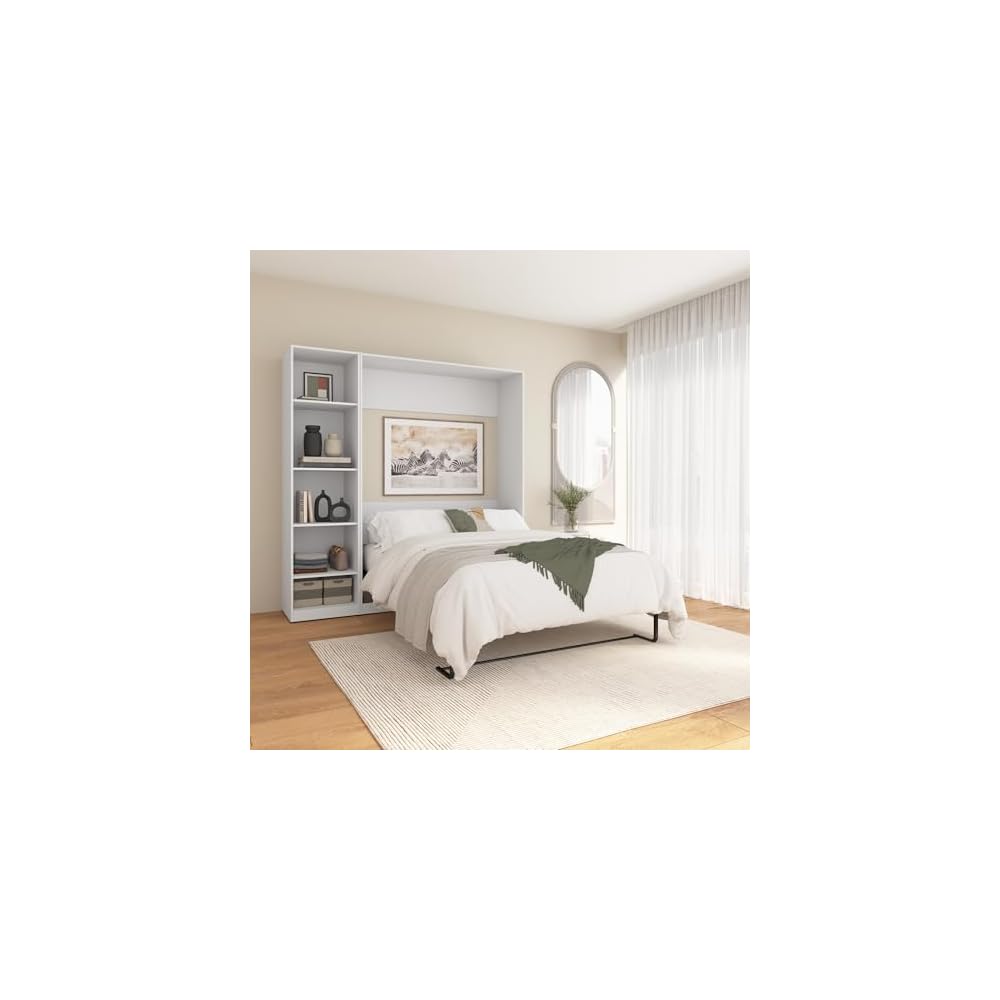 Bestar Full Murphy Bed with Closet Organizer, White, Claremont, 79W
